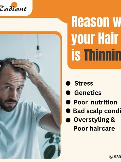 Hair thinning is not caused by a single factor. It can be a combination of genetics (androgenetic alopecia), stress, poor nutrition, or even harsh hairstyling habits. During a consultation, my first goal is to diagnose the primary reason for your hair loss to create an effective treatment plan.