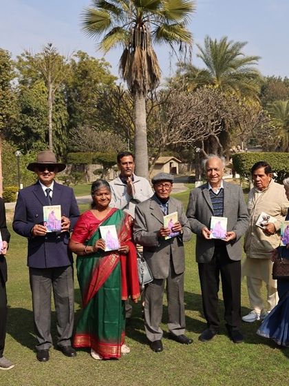 With a group of devotees. The collective devotion of millions has turned this place into a heaven on earth, and it is a privilege to share in that energy.
