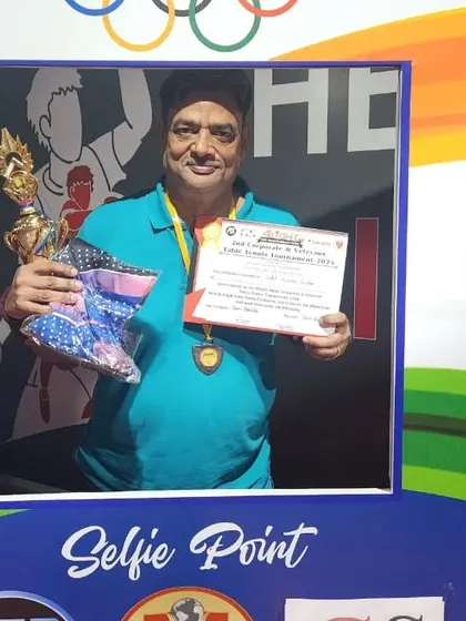 It's not just about the competition, it's about the experience. A happy winner from our corporate tournament posing at the selfie point we set up.