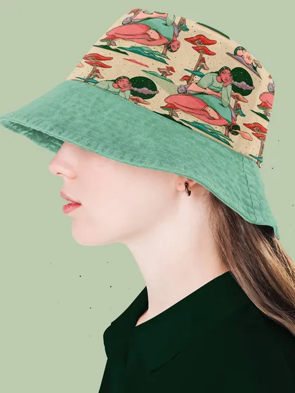 The 'Daydreaming' pattern on a bucket hat, perfect for fashion accessories.