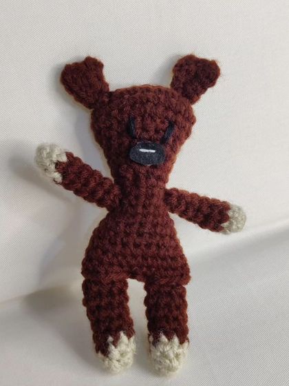 A tiny, hand-crocheted version of Mr. Bean's teddy, a symbol of true friendship.
