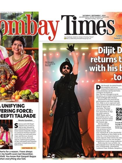 My styling work for Shreyas and Deepti Talpade featured on the cover of Bombay Times for Ganesh Chaturthi. It was an honor to create this festive family look for such a widely read publication.