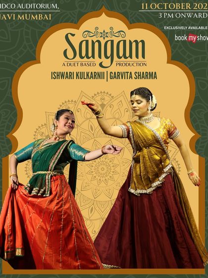 This is the poster for 'Sangam', a duet production I choreographed and performed in. The show celebrated the confluence of nritta (pure dance) and nritya (expressive dance), two fundamental pillars of Kathak.