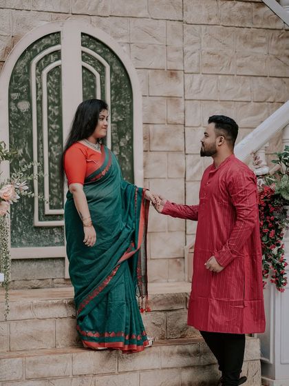 A quiet, intimate moment for a couple on the steps of our European-style set.