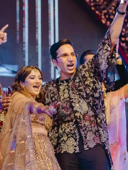 The couple that parties together, stays together! Pure energy and happiness on the Sangeet dance floor.