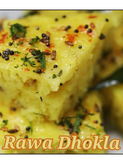 Soft and fluffy Rawa Dhokla, a steamed semolina cake that is both light on the stomach and delicious.
