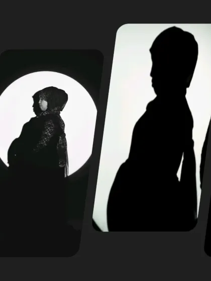 A collage of artistic silhouette and black and white portraits. This shows how we can play with light and shadow to create dramatic and emotional images.