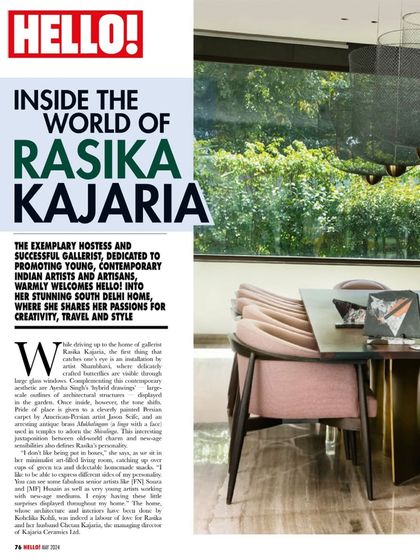 The cover story of Hello! India, "Inside the World of Rasika Kajaria," featuring the stunning South Delhi home we designed. This project was a true labor of love.