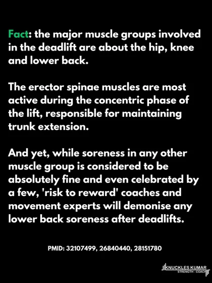 The "risk to reward" argument against deadlifts is flawed. Most gym injuries stem from improper load management, not the exercise. Your back is designed to adapt and get stronger, and soreness in the erector spinae is a normal response to training them.