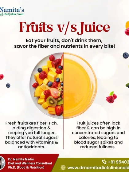 Should you eat your fruits or drink them? I always recommend eating whole fruits. They are rich in fiber which aids digestion and keeps you full longer, unlike juices which are often high in sugar.