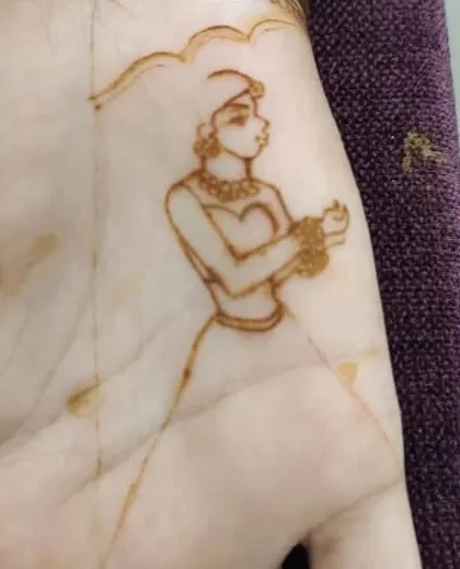 Another angle of the initial bride figure sketch, showing the foundational lines before the details are added.
