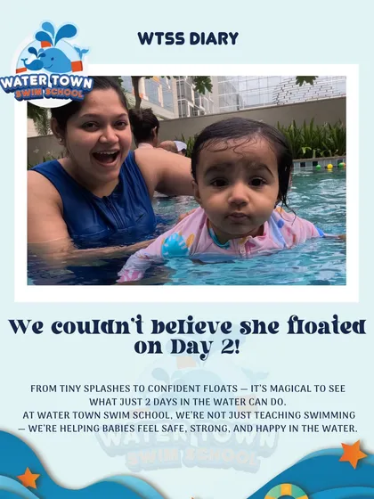 It’s amazing to see how quickly children can learn with the right guidance. This little swimmer was floating by her second day, a testament to our gentle, effective teaching methods for infants.