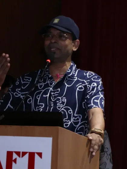 Speaking to a new batch of students at AAFT, Marwah Studio in Noida. I shared my experiences working in media and animation before my live demo.