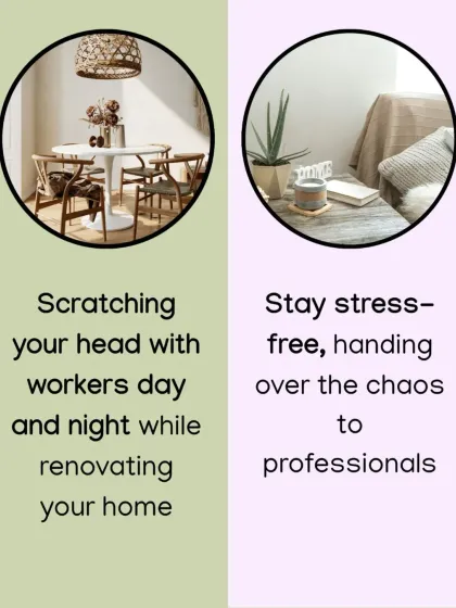 Don't stress over managing workers day and night. Hand over the chaos to a professional like me for a stress-free renovation. Take advantage of my complete home interior packages.