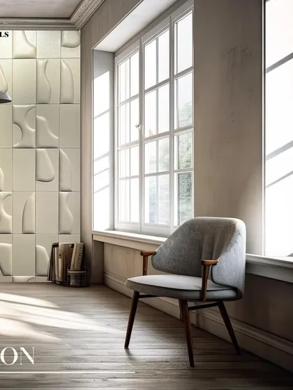 The 'Nixon' panel uses abstract shapes and elevating designs to revamp your space. The subtle, organic forms create a sense of calm and luxury, perfect for a minimalist interior.