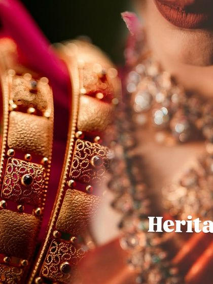 An artistic image focusing on the heritage and detail of traditional gold bangles.