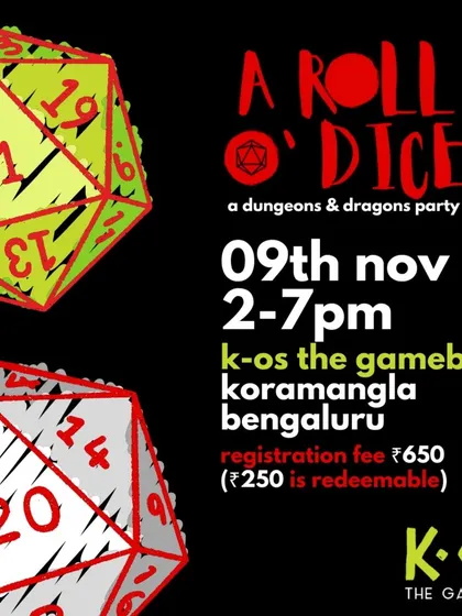 A Roll O' Dice, a Dungeons & Dragons party. We host all kinds of game nights, including custom-made fantasy adventures for TTRPG fans.