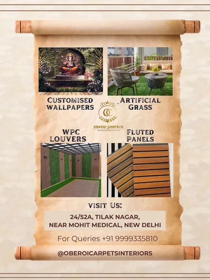 I have a solution for every corner of your home. This shows a snapshot of my main product lines, including custom-printed wallpapers, realistic artificial grass, and modern WPC louvers and fluted panels for walls and ceilings.