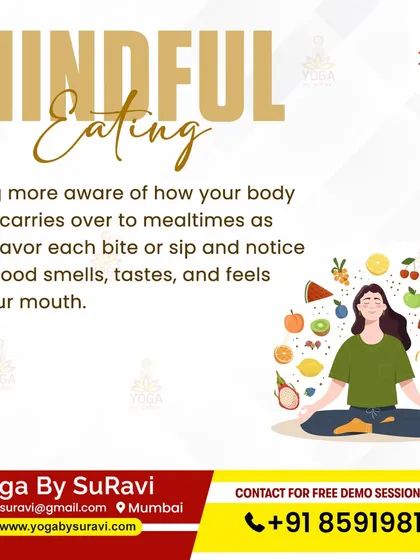 Mindful eating is a practice we encourage. Being aware of how food smells, tastes, and feels enhances the mind-body connection fostered by yoga.
