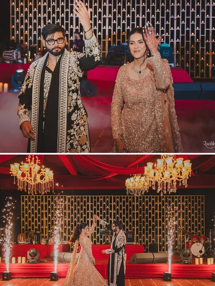 Rumi wrote about love, and this couple lived it at their Sufi night. The decor was elegant and soulful, with candle-lit stages, pyrotechnics, and a balloon-filled entry creating a magical vibe.
