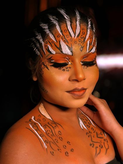 Unleash your inner tiger. A powerful and creative fantasy makeup look created by one of my talented students.