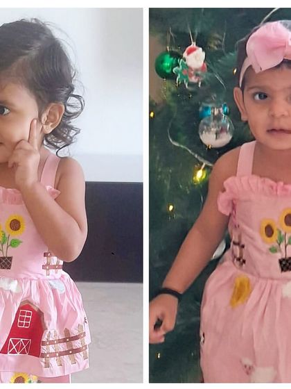 The sweetest hand-me-down. Two sisters, years apart, both celebrating in the same custom-made barnyard theme dress. This is why I believe in creating clothes that hold memories.