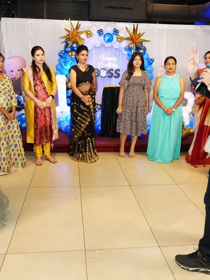 Getting ready to start another activity at a birthday celebration. My job is to keep the event flowing smoothly from one fun moment to the next.
