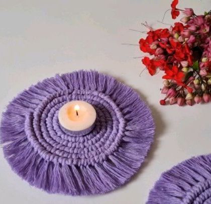 This lavender coaster is perfect for holding a tealight, adding a soft, colorful glow to your space.