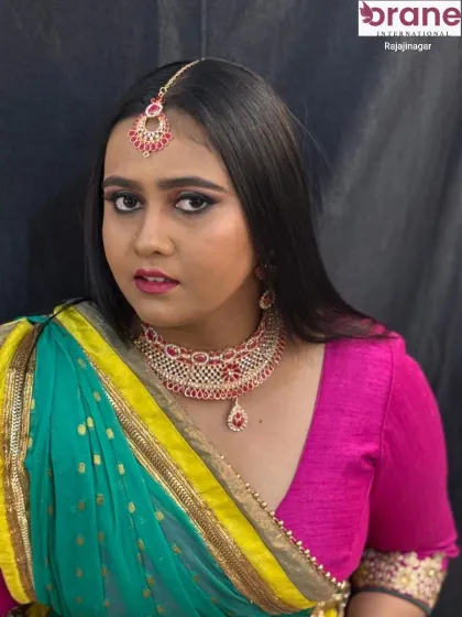 A confident pose from a model after her reception makeover, ready for the evening's celebrations.