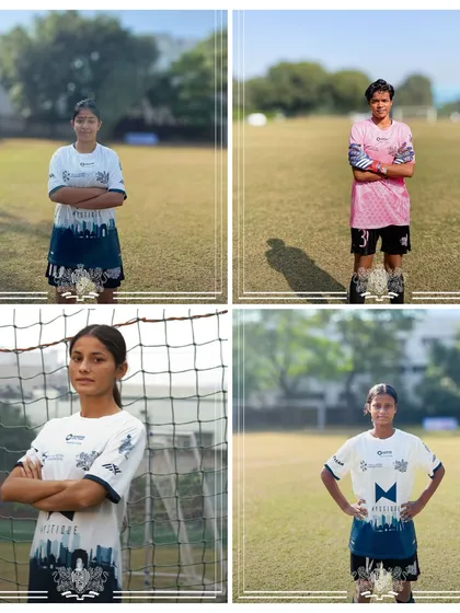 A collage of our champions. Four of our players from the women's team, each a key part of our success.