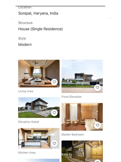 The Dwell feature included a gallery of our work, showcasing the living area, front elevation, and other details of the Sonipat residence.