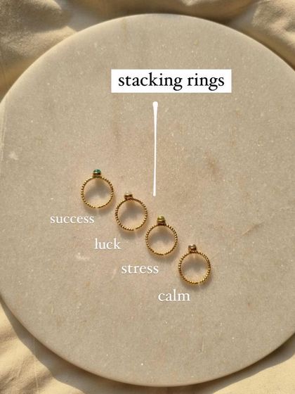 My stacking rings come in a variety of stones for success, luck, stress-relief, and calm.