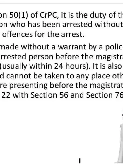 Knowing your rights is the first step to protecting them. This graphic explains a crucial aspect of Indian law: the police must inform you of the reason for your arrest and present you before a magistrate within 24 hours.