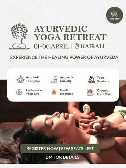 Let this be your sign to take a break and rejuvenate in the quiet of Kerala. This poster showcases the deeply relaxing Ayurvedic therapies that are a core part of the retreat.