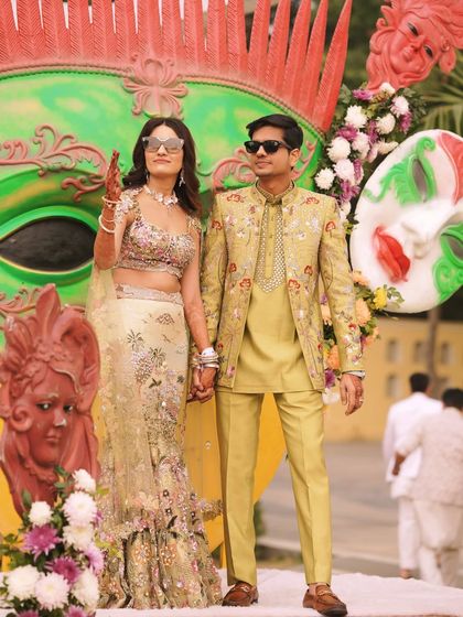 Another view of the custom brown loafers in action at a vibrant Mehendi ceremony. My process ensures that wedding shoes are not only stylish but also built for comfort throughout long hours of celebration. This pair demonstrates how a classic, well-made loafer can be the most versatile and essential part of a groom's wardrobe.
