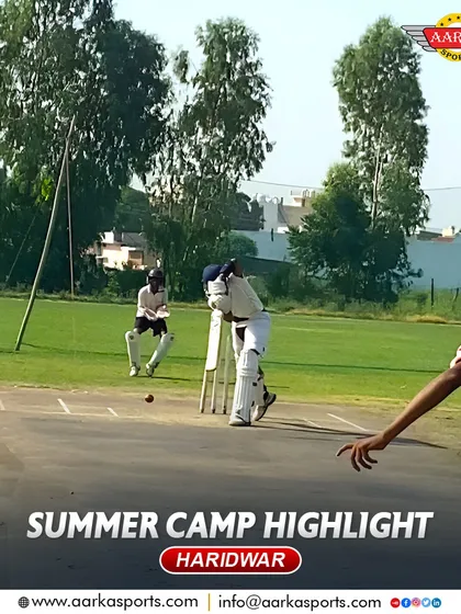 A bowler delivers the ball during a practice match at the Haridwar summer camp. This is where skills are tested.