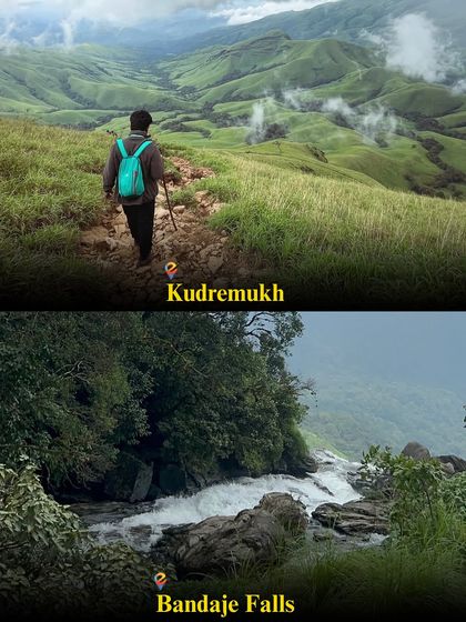 The iconic horse-face view of the Kudremukh peak, surrounded by endless rolling grasslands, a signature landscape of the Western Ghats.