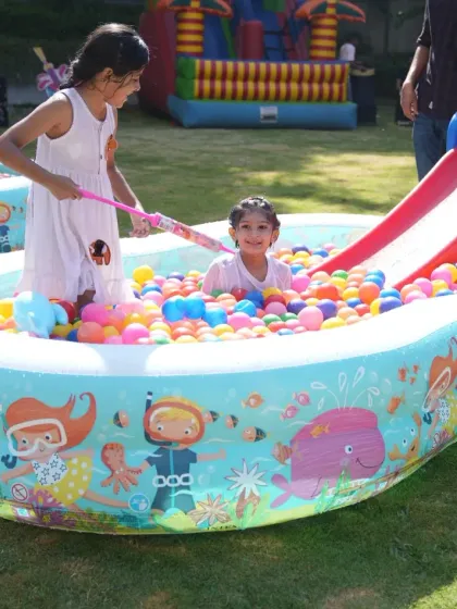This inflatable pool, complete with a small slide, is perfect for summer parties. We ensure all our rental equipment is clean, safe, and ready for hours of fun in the sun.
