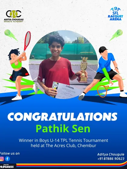 Every serve and every point was worth it. We congratulate Pathik Sen, winner in the Boys U-14 TPL Tennis Tournament, for his champion mindset and dedication to the grind.