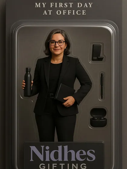 Onboarding should be memorable, not mundane. This creative welcome kit reimagines the new joiner gift as a collectible action figure set, complete with essentials like a water bottle, diary, and earbuds. It’s a fun, unique way to make new team members feel instantly welcome.