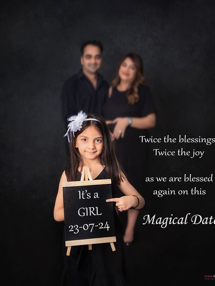 A creative and magical way to announce a baby girl. This photo tells a beautiful story of the family's joy and anticipation for their new arrival on a special date.