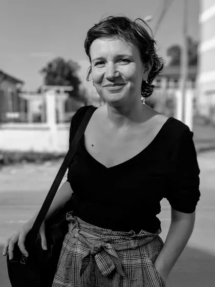 A photo of Anca, ready for a new year of learnings and plans. We are always looking forward, whether it's for our architectural practice or our urban planning initiatives with Bombay Greenway.