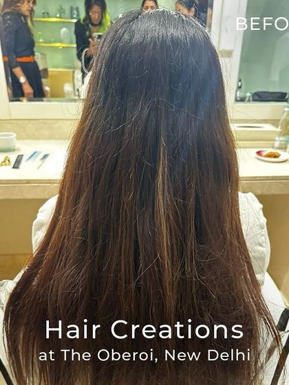 Before the transformation, we consult on the desired look. This client is ready for her copper and chestnut soft waves.