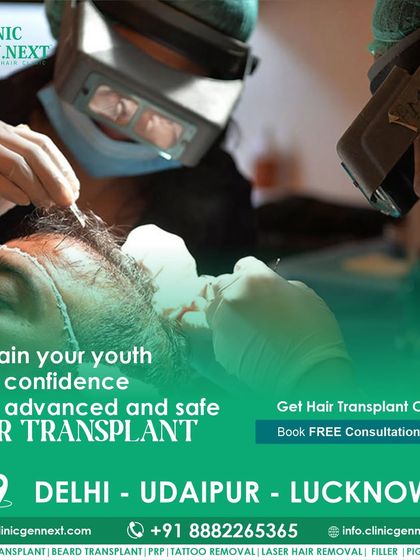 This image captures a moment during a hair transplant surgery. I use magnifying loupes to ensure every graft is placed with the utmost precision for natural and dense results.