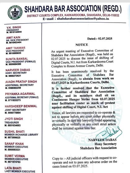 Another notice regarding the continuous hunger strike. Our association stood firm on the issue.