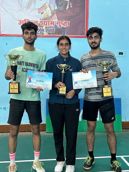 My athletes celebrate a successful haul at the U.P. Senior State Ranking tournament in Pilibhit, securing gold, silver, and bronze medals across mixed doubles, men's doubles, and women's doubles.