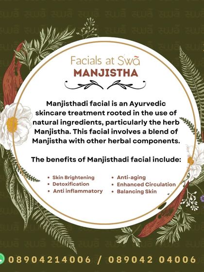 The Manjistha facial is an excellent choice for detoxification and skin brightening. It leverages the anti-inflammatory and circulation-enhancing properties of the Manjistha herb to give you balanced, healthy skin.