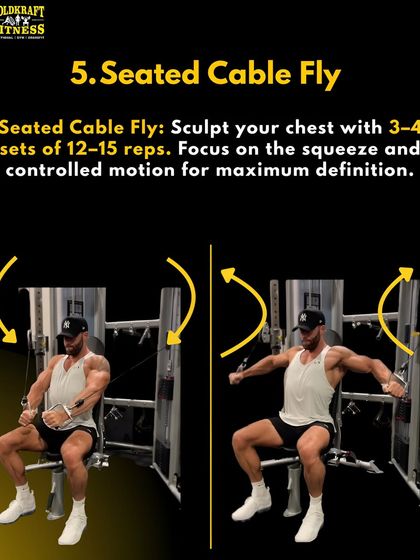 The Seated Cable Fly is perfect for sculpting the chest. Focus on the squeeze and controlled motion for 3-4 sets of 12-15 reps to maximize definition.