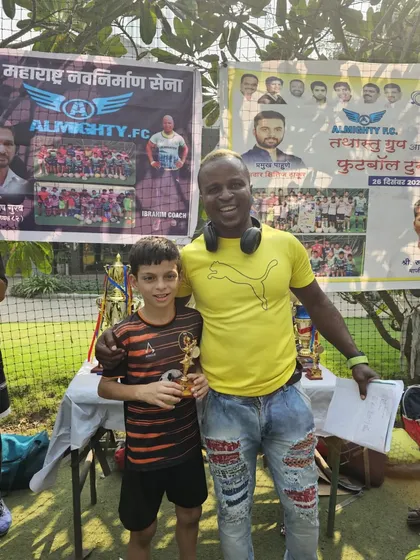 A player receives an individual award for his outstanding performance in a tournament.