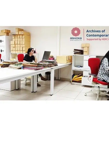 The processing room at the Archives of Contemporary India, where archivists sort, arrange, and describe historical documents. This meticulous work is what makes archival collections accessible and usable for academic research.